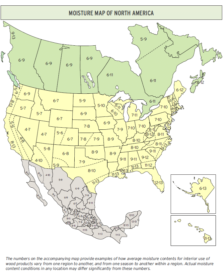 moisture map of north america, various colors indicating different moisture levels
